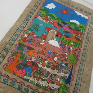 Amate Mexican Bark Painting Folk Art Wedding Fiesta