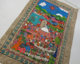 Pintura de corteza de amate mexicana Arte popular Fiesta de bodas