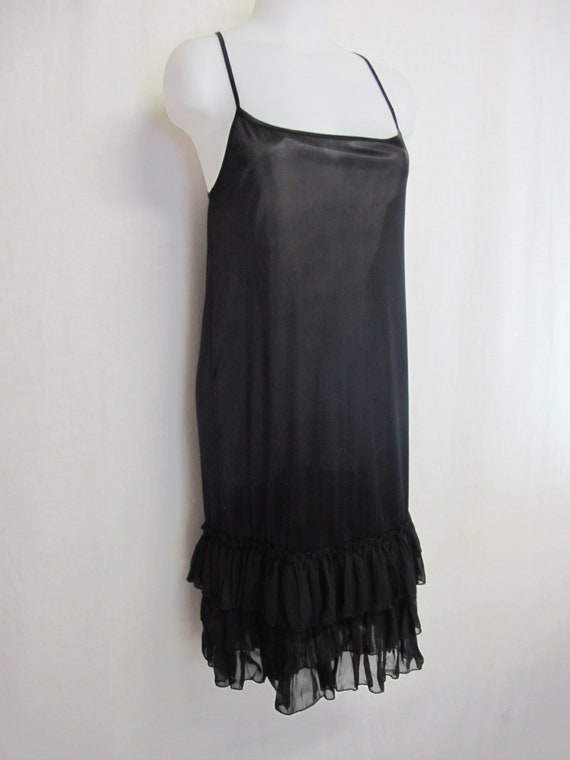 Black Goth Nightgown Sheer Chiffon Ruffle Nightgow