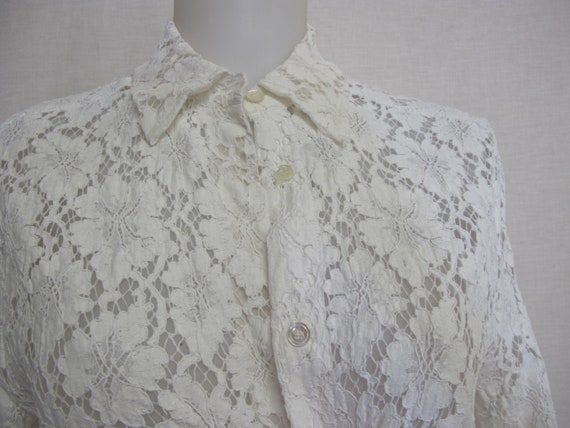 Balenciaga White Lace Tunic Blouse Designer Lace … - image 5