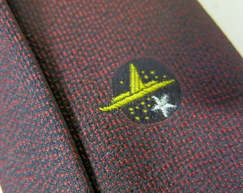 Atomic Skinny Tie Space Ship UFO 1940s Eames Tie Rockabilly Atomic Art Deco