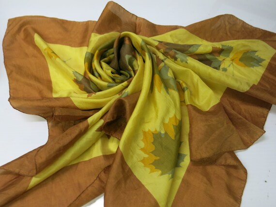 Rare Vera Neumann Silk Scarf Big Flowers Head Wra… - image 3