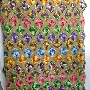 Jeté afghan carré grand-mère Boho hippie afghan multicolore 100 x 64 po