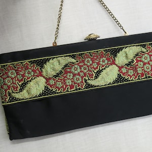 Black Evening Bag Purse Handbag Joseph Magnin 1950&#39;s/60&#39;s  Goth Evening Bag