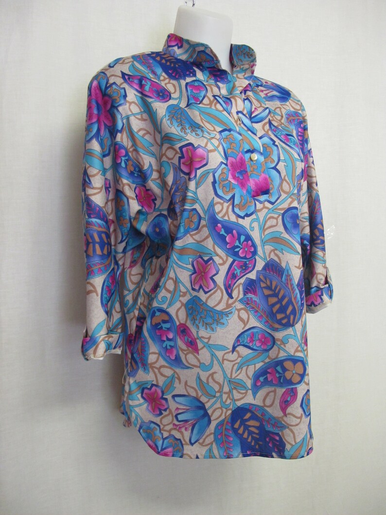 Vera Neumann Blouse Mad Men Blouse Designer Tunic Blouse Size 8