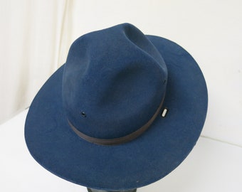 Vintage Stratton Hat Ranger Police Trooper American Hat Navy Wool 1940's/50's