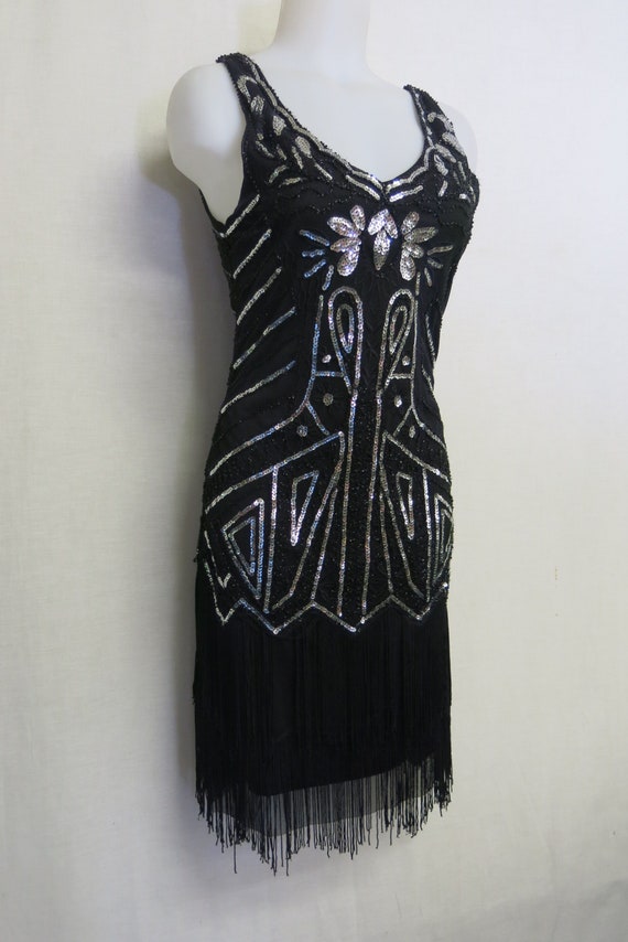 Beaded Flapper Dress Silk Charmeuse Roaring 20's … - image 1