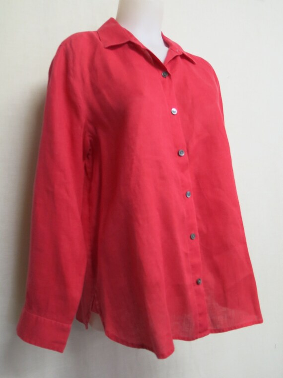Linen Tunic Long Linen Blouse Red J Jill Small Petite -  Canada