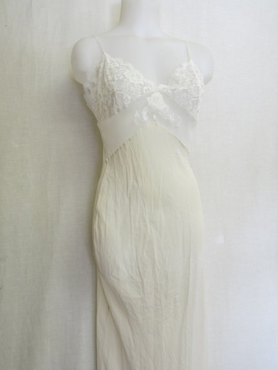 White Silk Nightgown Long Organza Nightgown Bias C