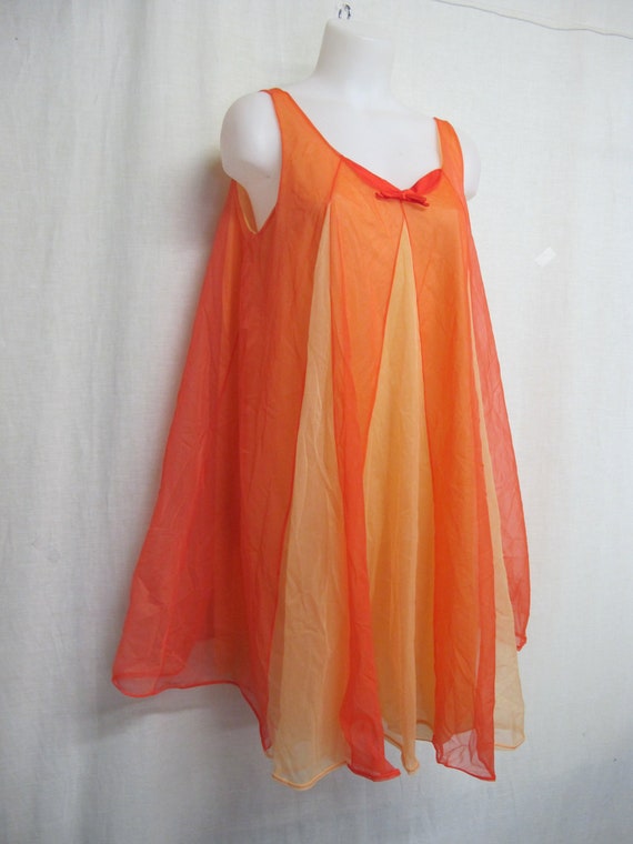 1960s Nightgown Mad Men Nightgown Nylon Nightgown Orange | Etsy