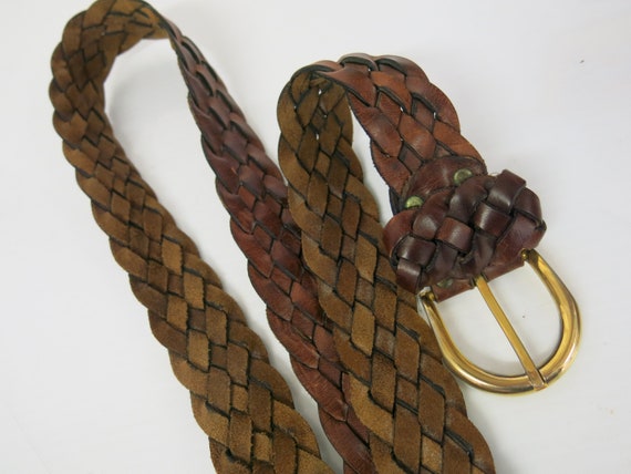 Braided Leather Wide Woven Belt Spain 34 Spanish … - image 2