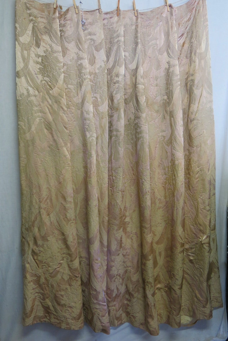 Mid Century Vintage Damask Drapery Panel Rose Gold Draperies Etsy