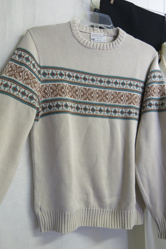 Cotton Sweater Bulky Sweater Fair Isle Sweater Lo… - image 2