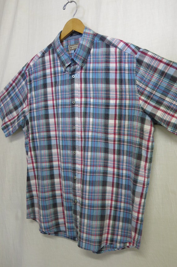 Madras Plaid Cotton Shirt Indian Madras Shirt Vin… - image 3