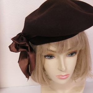 Wool Beret Felted Wool Beret with Ribbon