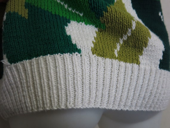 Mod Cotton Sweater Intarsia Floral Perry Ellis Po… - image 8