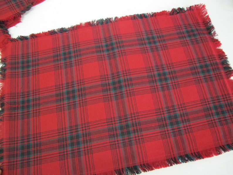 Red Plaid Placemats Woven Cotton Fringe Placemats Placemats Etsy