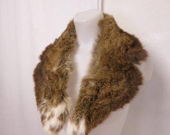 Vintage Fox Fur Collar: Natural White Tip, Satin Lined