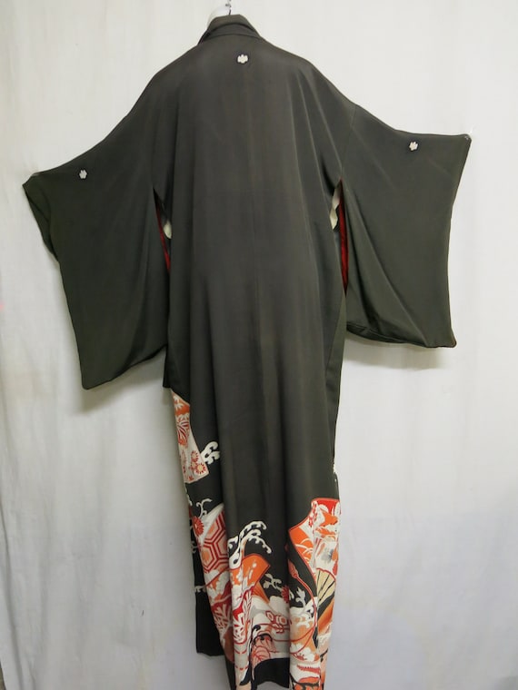 Antique Japanese Kimono Kimono Brown Coral Kimono