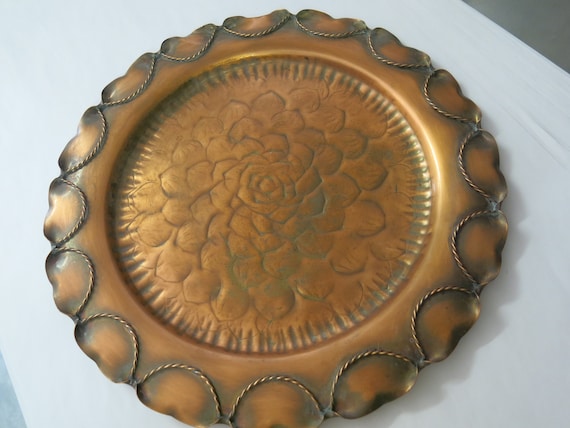 Hammered Copper Tray: Mid Century Modern Gregorian Arts & Crafts