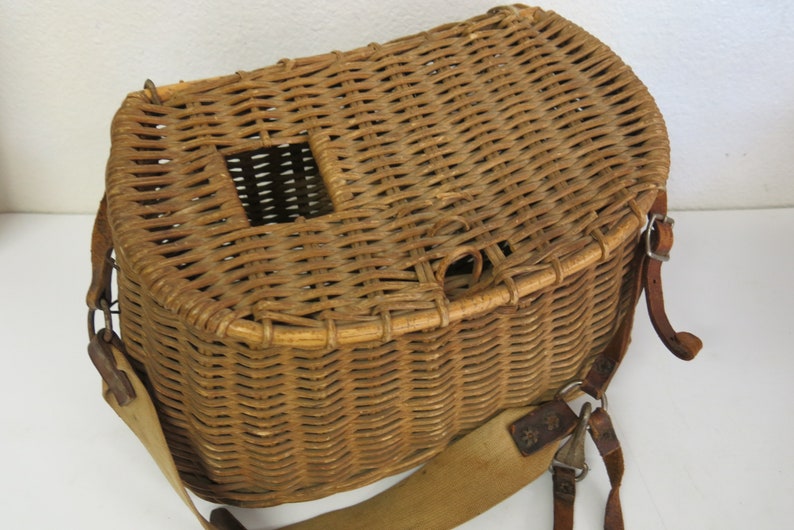 Antique Creel Basket Fishing Basket Fishing Collectible Old Etsy