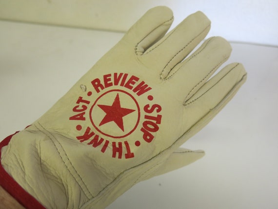 Vintage Leather Work Gloves Safety Gloves Gloves Men Small -  Israel