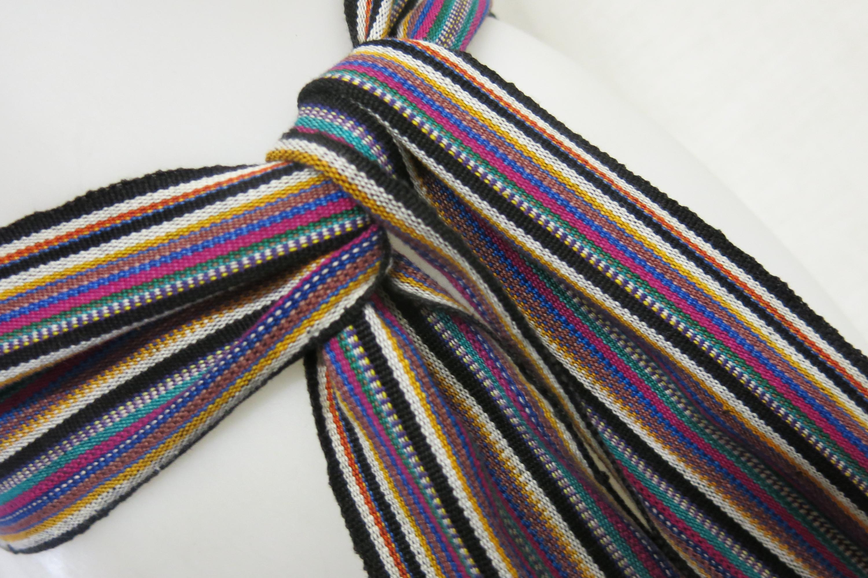 Vtg Black & White Ethnic Boho Woven Hippie Festival Wrap Belt Sash Unique Handcrafted Womens Fashion Belt - Tribal Belly Dance  main image 3