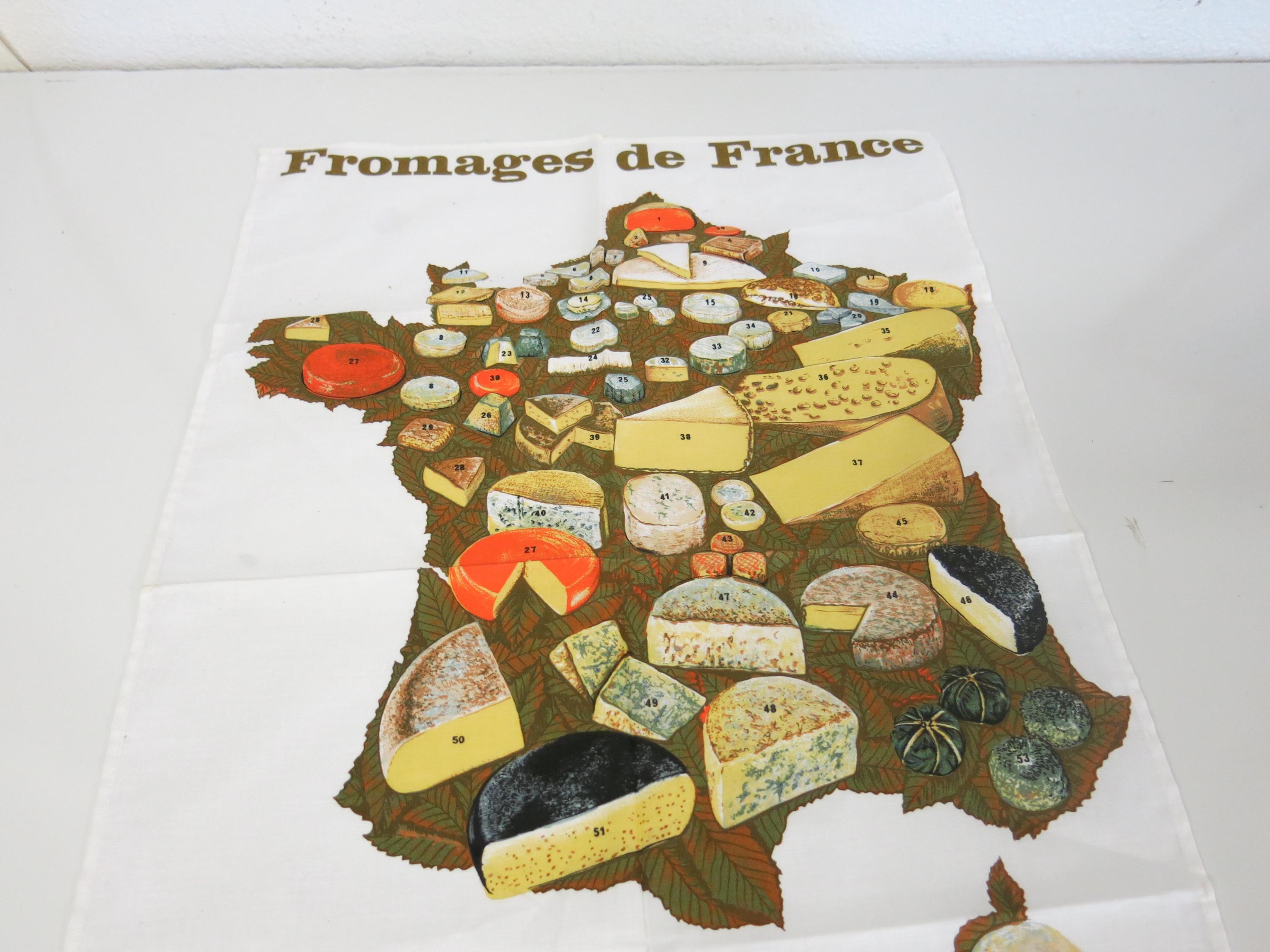 Torchon en coton, fromage, fromages Fromage de France, nouveauté 1977