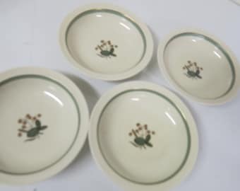 Royal Copenhagen Quaking Grass Porcelain Plates Small Bowls SET of 4