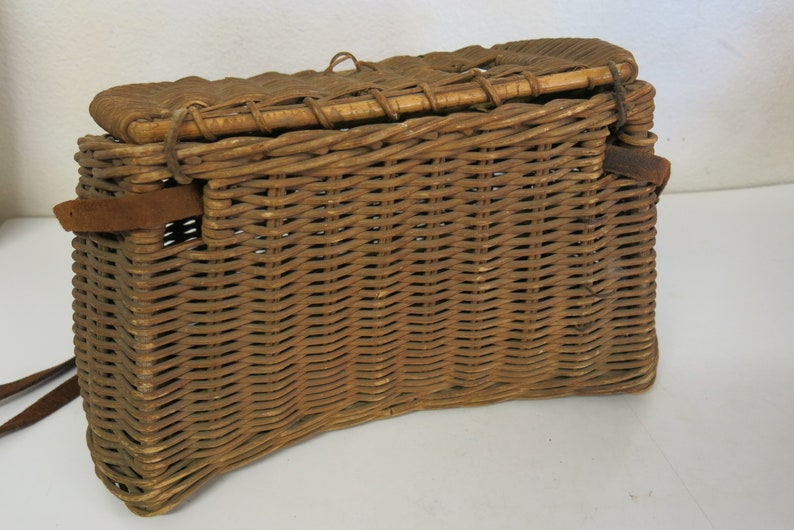 Antique Creel Basket Fishing Basket Fishing Collectible Old Etsy