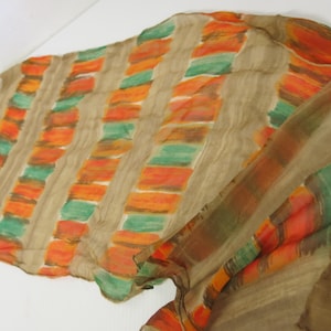 Long Silk Chiffon Scarf Long Chiffon Scarf  Watercolor Fall Color