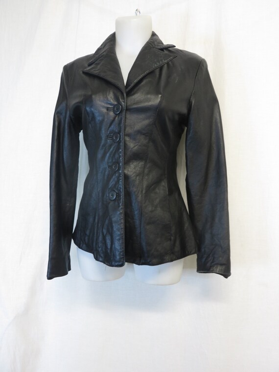 Black Leather Jacket  Black Leather Blazer Wilson… - image 2