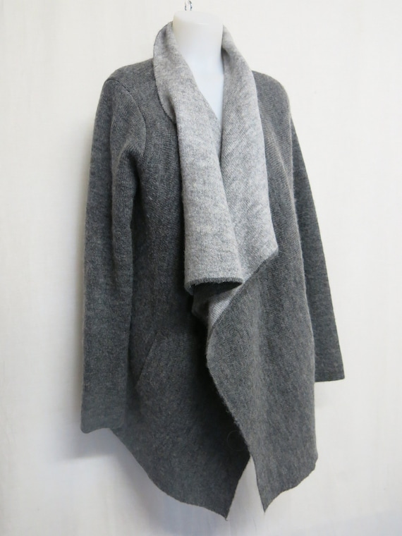 Nanette Lepore Waterfall Cardigan Sweater Gray Long Slouchy