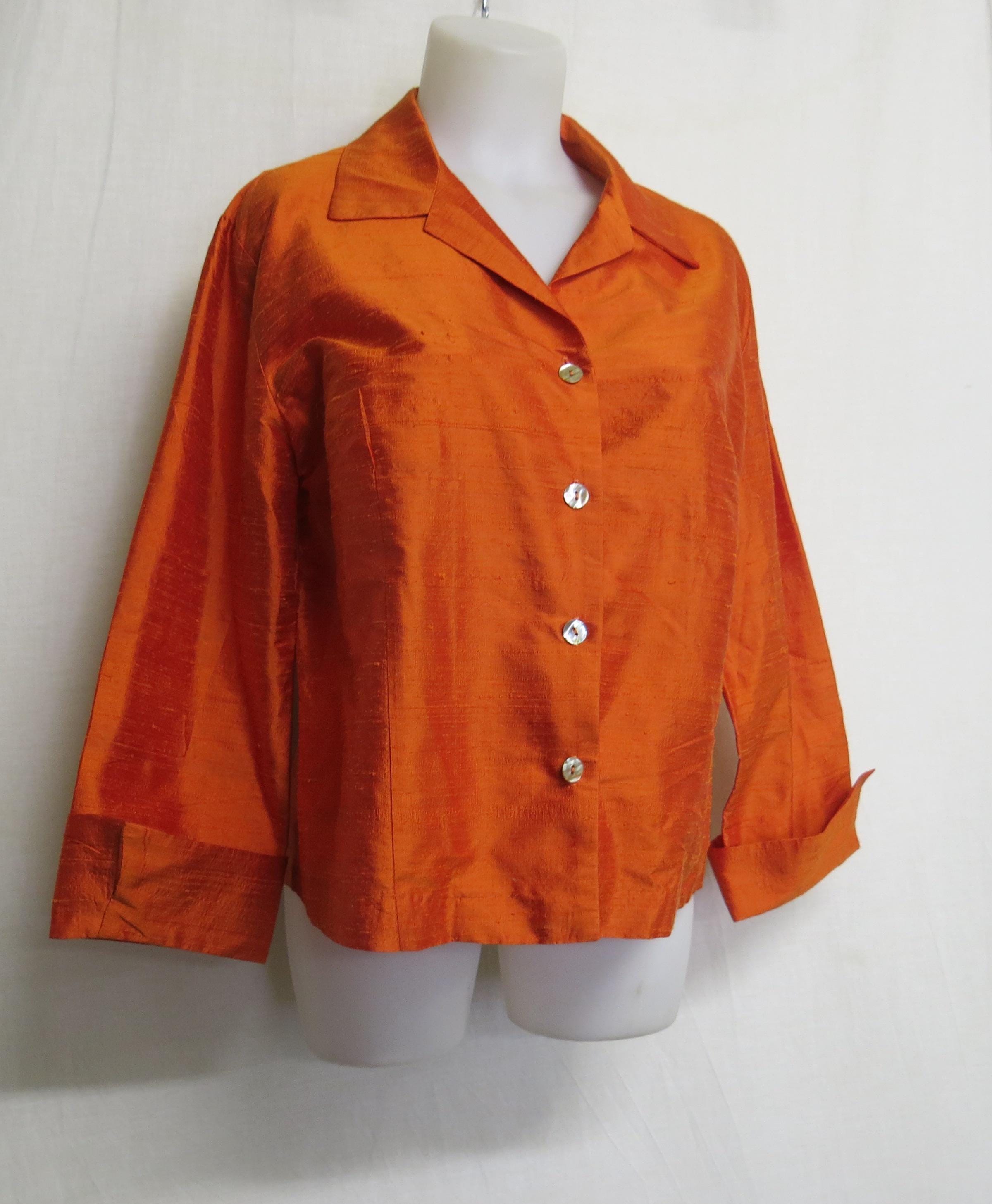 Persimmon Yellow Silk Tank Top Thai Silk Tunic Blouse Persimmon