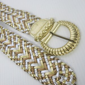 Vintage Braided Rope Belt Cream Gold Metallic Woven Statement Waist Belt 32.5in 90s Rope Belt - Etsy main image 4