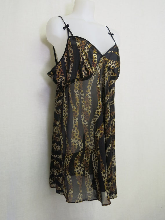 Chiffon Leopard Nightgown Short Chiffon Nightgown 