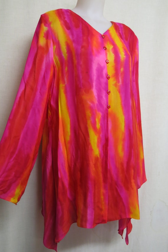 Silk Tunic Blouse Oversize Dress Up