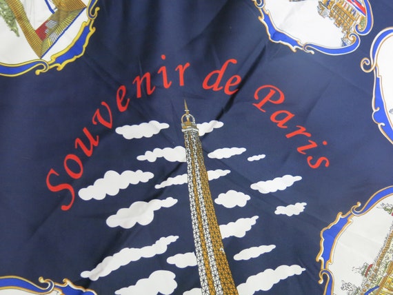 Vintage Paris Souvenir Scarf 1980's Eiffel Tower … - image 2