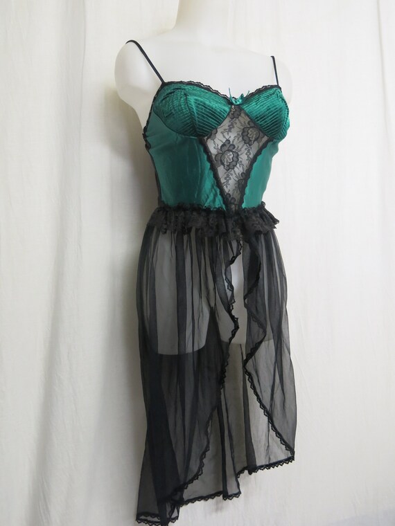 Sheer Nightgown Burlesque Style 1970's Nylon Nigh… - image 2