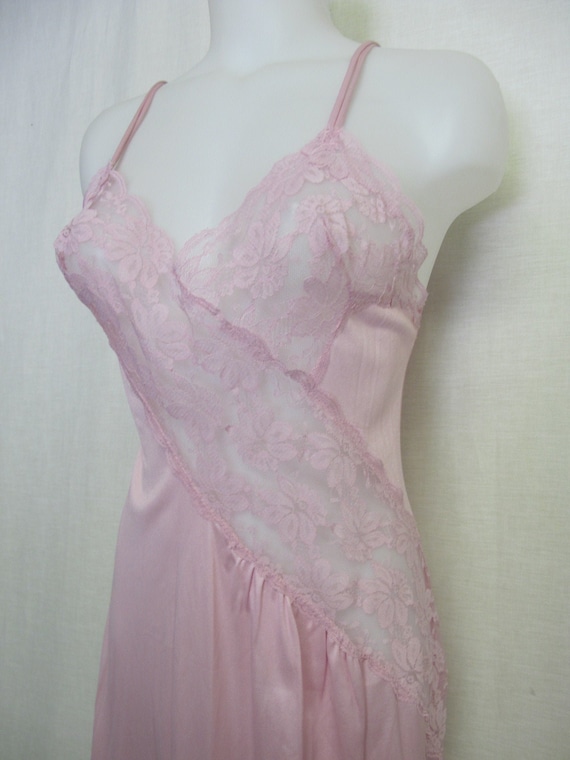 Nylon Nightgown Long Rose Quartz Nightgown Pink N… - image 1