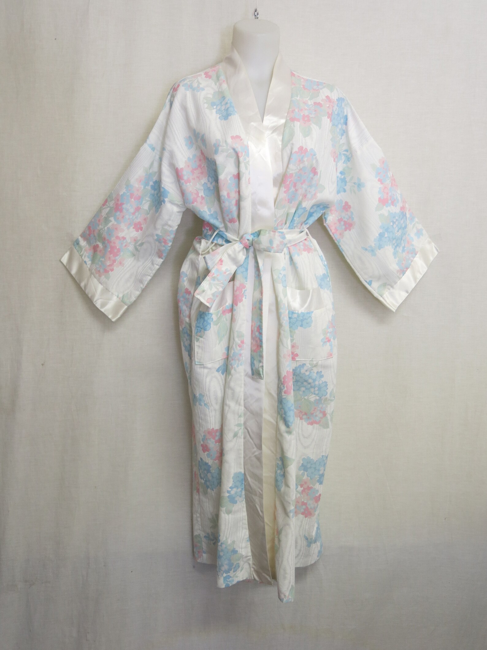 floral satin kimono robe