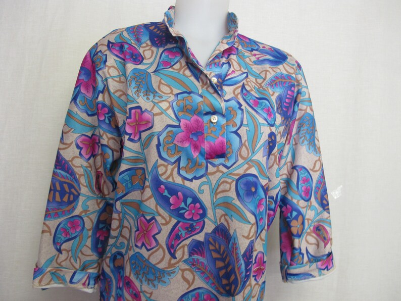 Vera Neumann Blouse Mad Men Blouse Designer Tunic Blouse Size 8