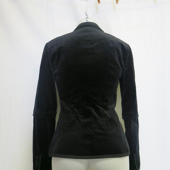 Goth Black Velvet Jacket Blazer Velvet Cropped Ve… - image 3