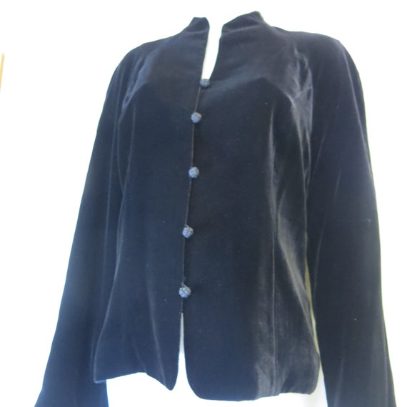 Goth Black Velvet Jacket Blazer Velvet Cropped Ve… - image 2