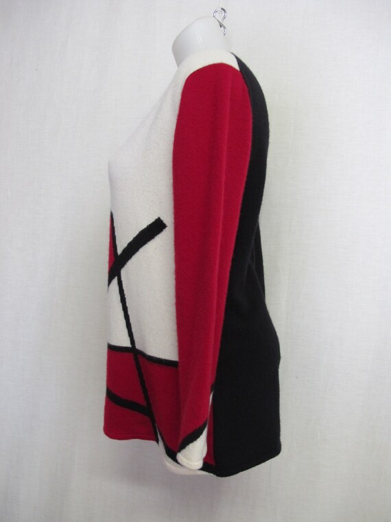 Cashmere Sweater Tunic Mod V Neck Intarsia Mongol… - image 7