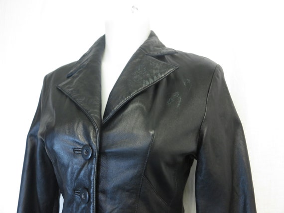 Black Leather Jacket  Black Leather Blazer Wilson… - image 4