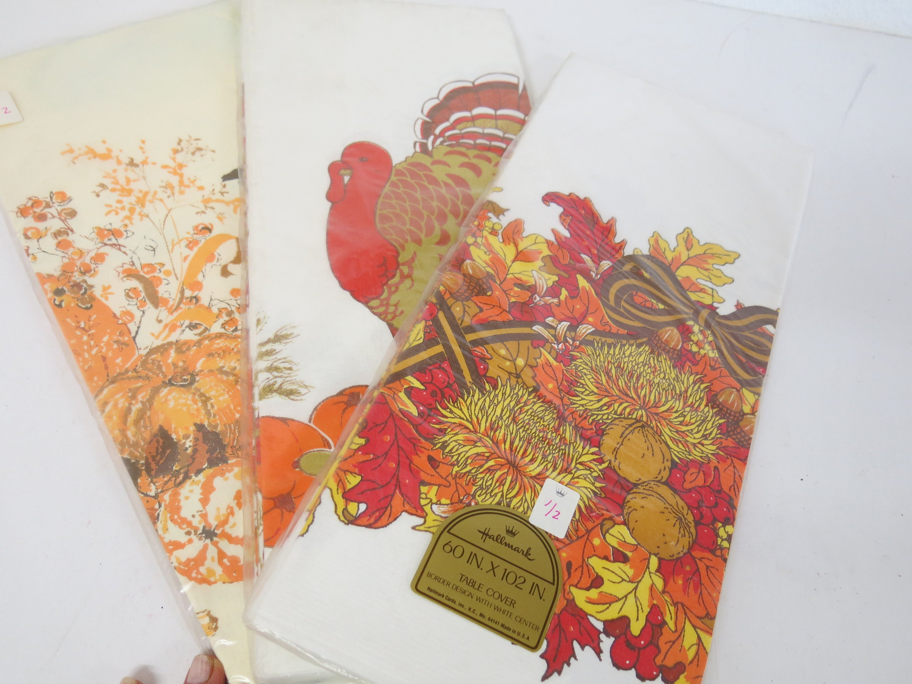 Thanksgiving Tablecloths Paper Hallmark Tablecloth Set of 3 New Deadstock Mid Century