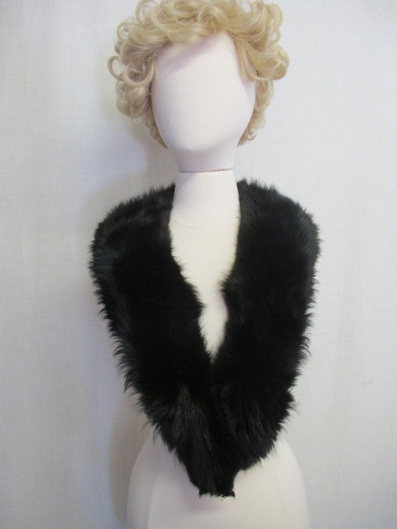 Black Fox Collar Wrap Large Fur Collar Shrug Fox F