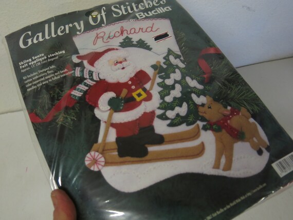 33701 Christmas 2022 Christmas Felt Stocking Skiing Santa 33701 Bucilla | Etsy Uk