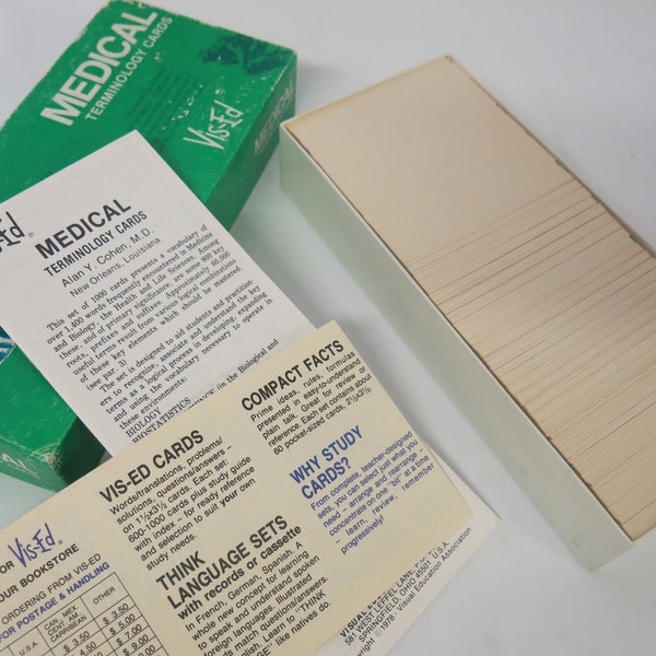 Vintage Flashcards MEDICAL Terminology Flashcards Full Box 1400 Flashcards 1970's Vis-Ed